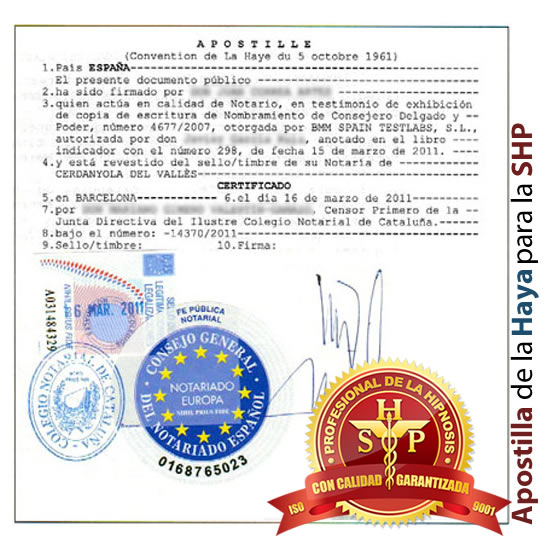 apostilla de la haya para la sociedad de hipnosis profesional